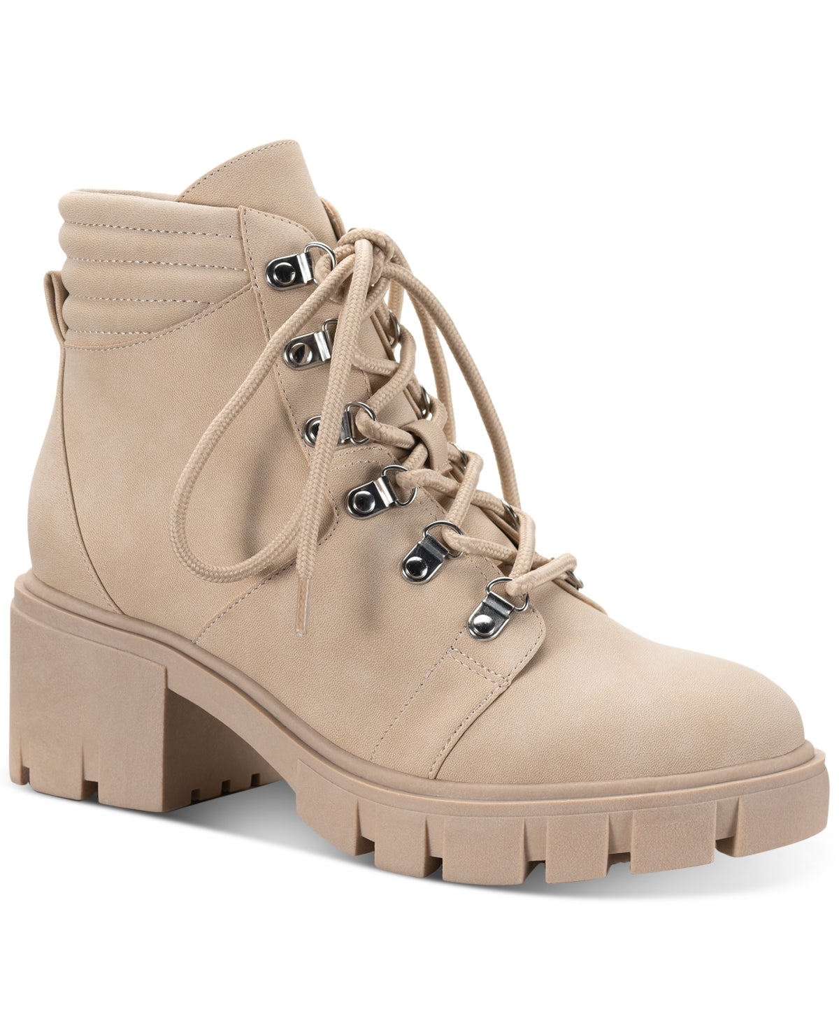 Botas femininas Sun + Stone Ruthee Lug Sole, brancas, tamanho 9 M