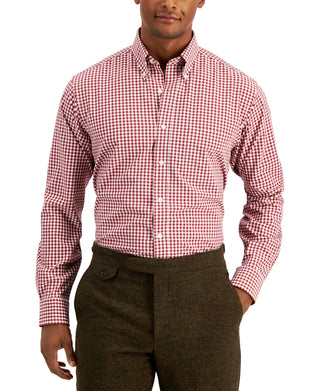 Camisa social masculina Club Room Regular Fit Traveler vermelha tamanho 15x34x35