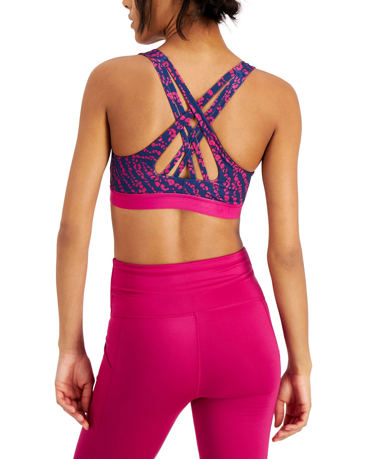 Sutiã esportivo feminino ID Ideology com estampa de chita e alças de impacto médio, roxo, tamanho XXL