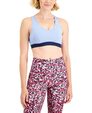 ID Ideology Women's Colorblocked Low Impact Sports Bra Purple Size X-Small