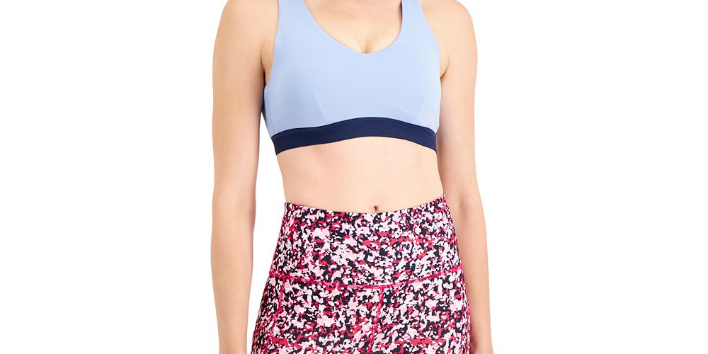 Sutiã esportivo feminino ID Ideology Colorblocked de baixo impacto, roxo, tamanho X-S