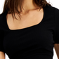 Blusa feminina Bar III com decote quadrado canelado, preta, tamanho grande