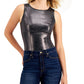 INC International Concepts Body Feminino de Couro Sintético com Estampa de Cobra Preto Tamanho X-G
