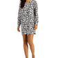 Camisa de dormir feminina Jenni em malha macia estampada, preta, tamanho pequeno