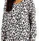Camisa de dormir feminina Jenni em malha macia estampada, preta, tamanho pequeno