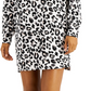 Camisa de dormir feminina Jenni em malha macia estampada, preta, tamanho pequeno