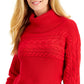 Suéter feminino Charter Club de malha mista com gola alta, vermelho, tamanho X-S