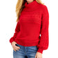 Suéter feminino Charter Club de malha mista com gola alta, vermelho, tamanho X-S