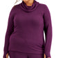 Blusa de malha com decote redondo feminina ID Ideology, roxa, tamanho 4X