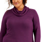 Blusa de malha com decote redondo feminina ID Ideology, roxa, tamanho 4X