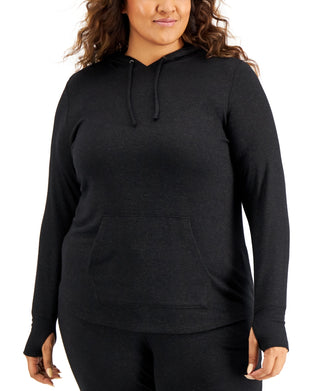 ID Ideology Moletom com capuz feminino plus size, preto, tamanho 1X
