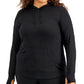 ID Ideology Moletom feminino de malha com capuz, preto, tamanho 3X