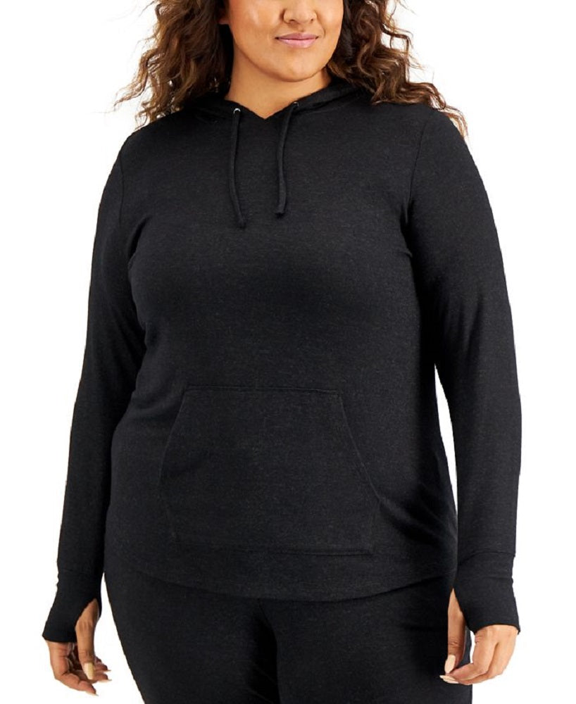 ID Ideology Moletom feminino de malha com capuz, preto, tamanho 3X