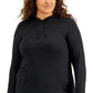 ID Ideology Moletom feminino de malha com capuz, preto, tamanho 3X