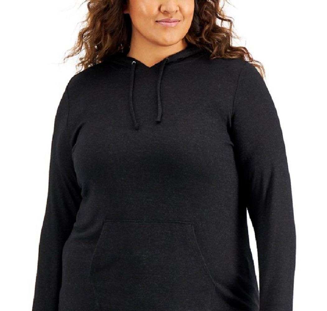 ID Ideology Moletom feminino de malha com capuz, preto, tamanho 3X