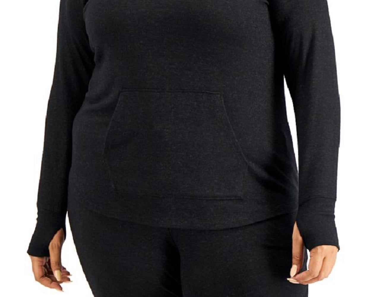 ID Ideology Moletom feminino de malha com capuz, preto, tamanho 3X