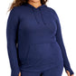 ID Ideology Moletom com capuz feminino de malha azul tamanho 1X