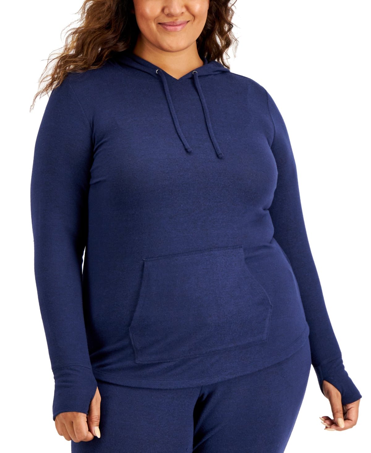ID Ideology Moletom com capuz feminino de malha azul tamanho 2X