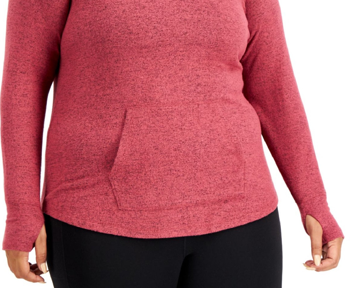 Ideologia Moletom com capuz feminino plus size vermelho, tamanho 3X