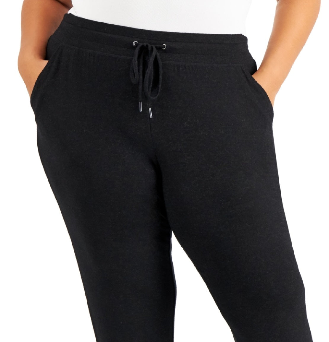 Calça de moletom feminina ID Ideology com cordão, preta, tamanho 3X