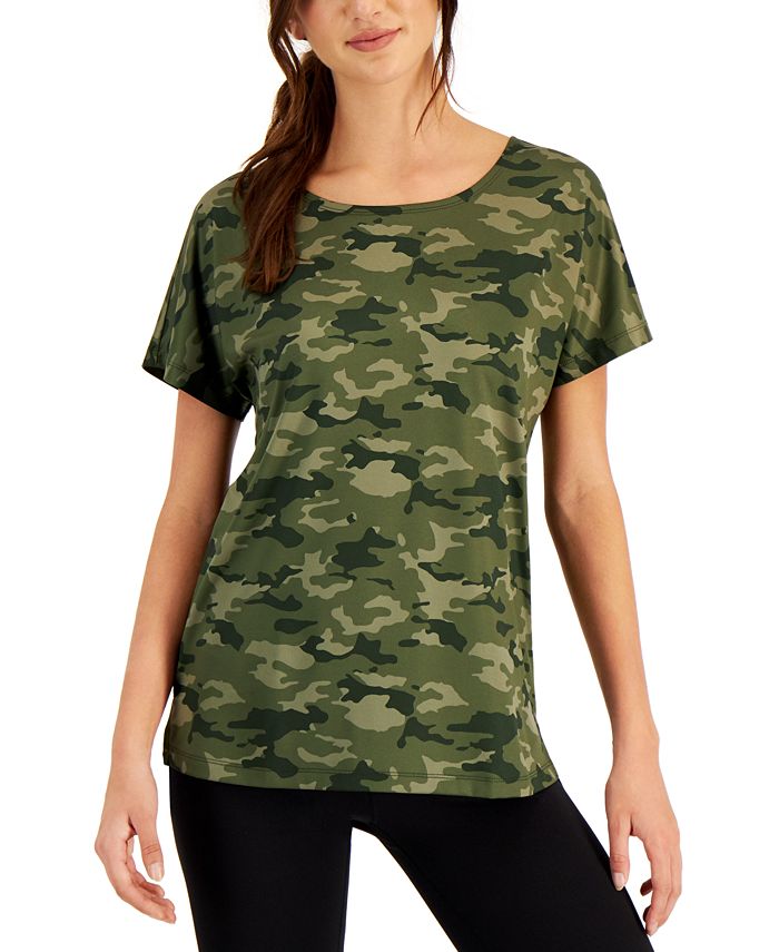 Camiseta leve e tecnológica camuflada feminina Ideology, verde, tamanho grande