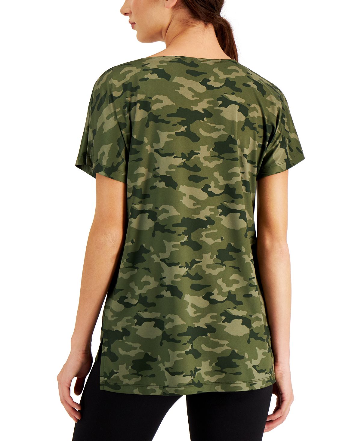 Camiseta leve e tecnológica camuflada feminina Ideology, verde, tamanho grande