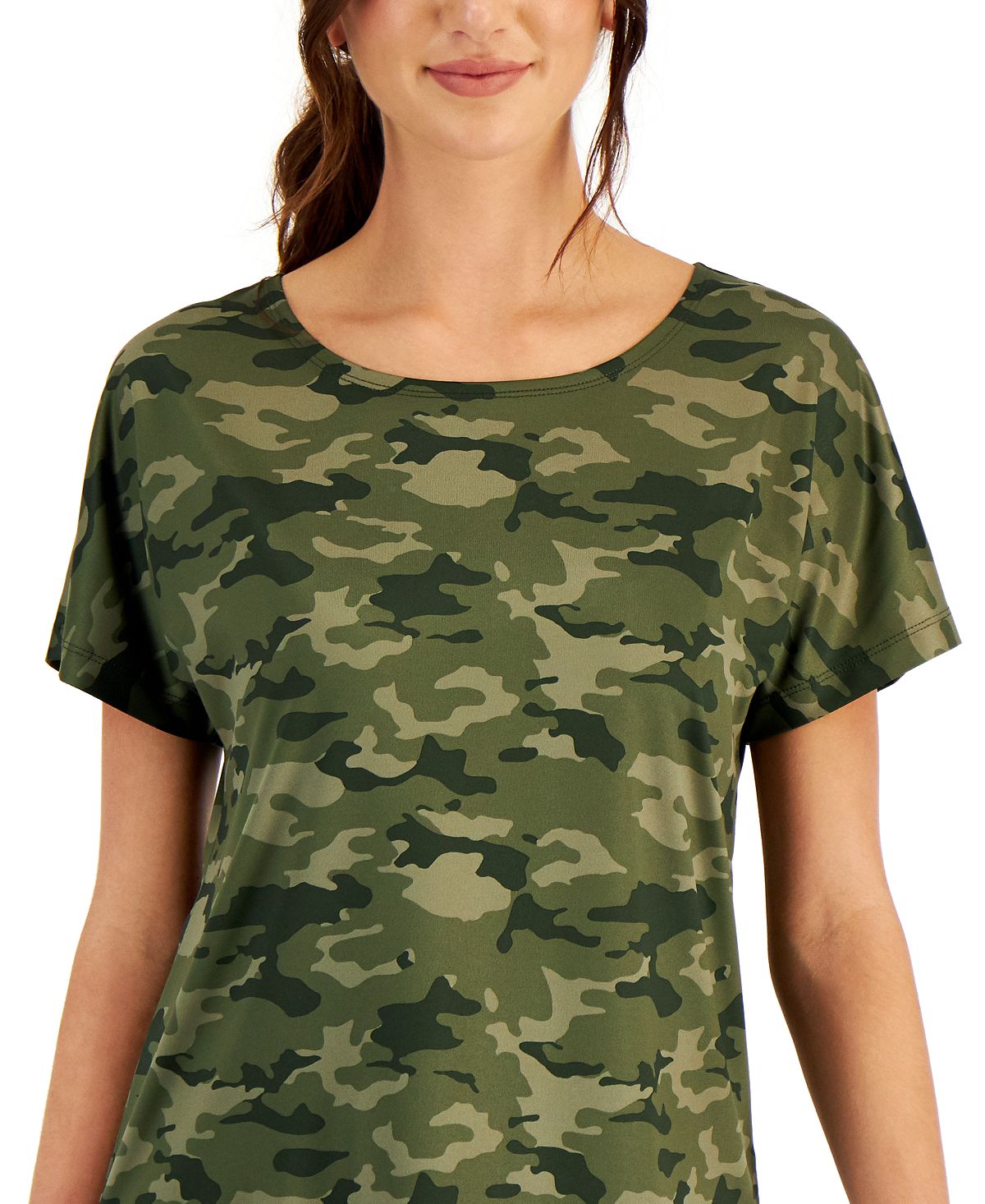 Camiseta leve e tecnológica camuflada feminina Ideology, verde, tamanho grande
