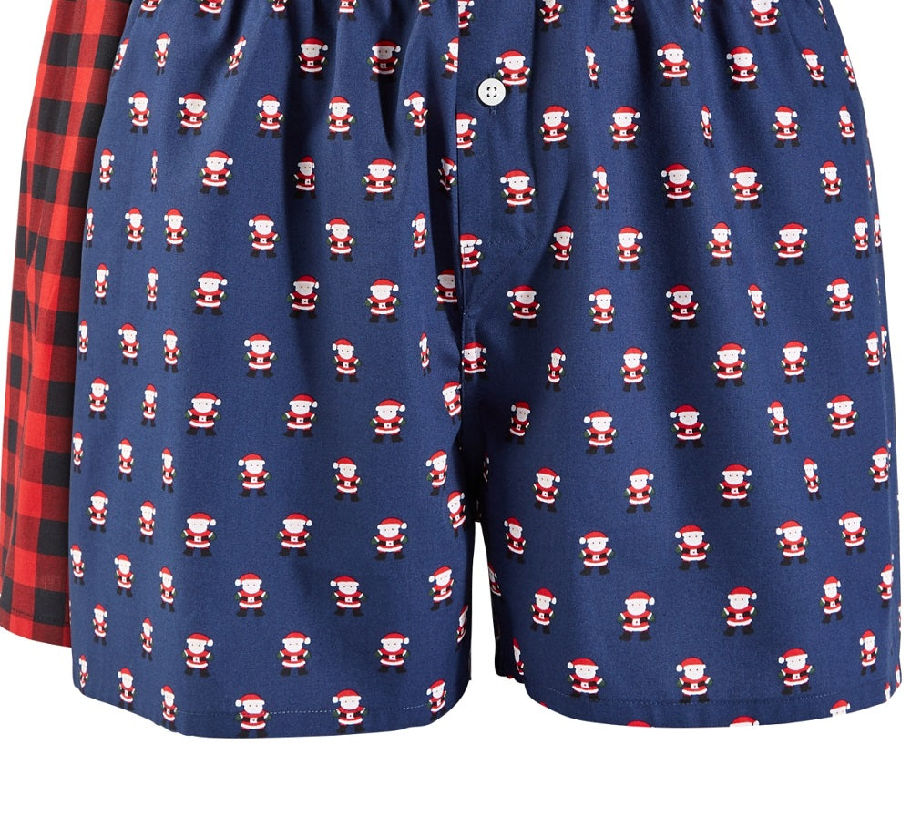 Club Room Men's Intimates Pacote com 2 Boxers para Festas, Azul, Tamanho Grande