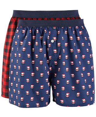 Club Room Men's Intimates 2 Pack Holiday Boxers Underwear Blue Size Large