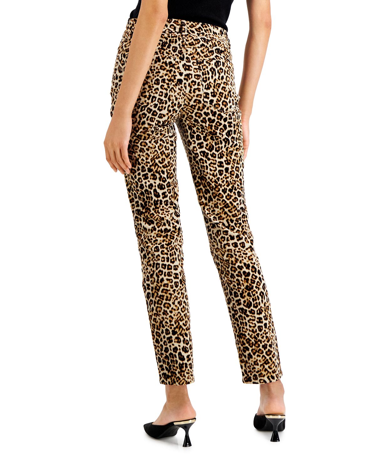 Calça jeans skinny feminina Charter Club Velveteen com estampa de leopardo, marrom, tamanho 14