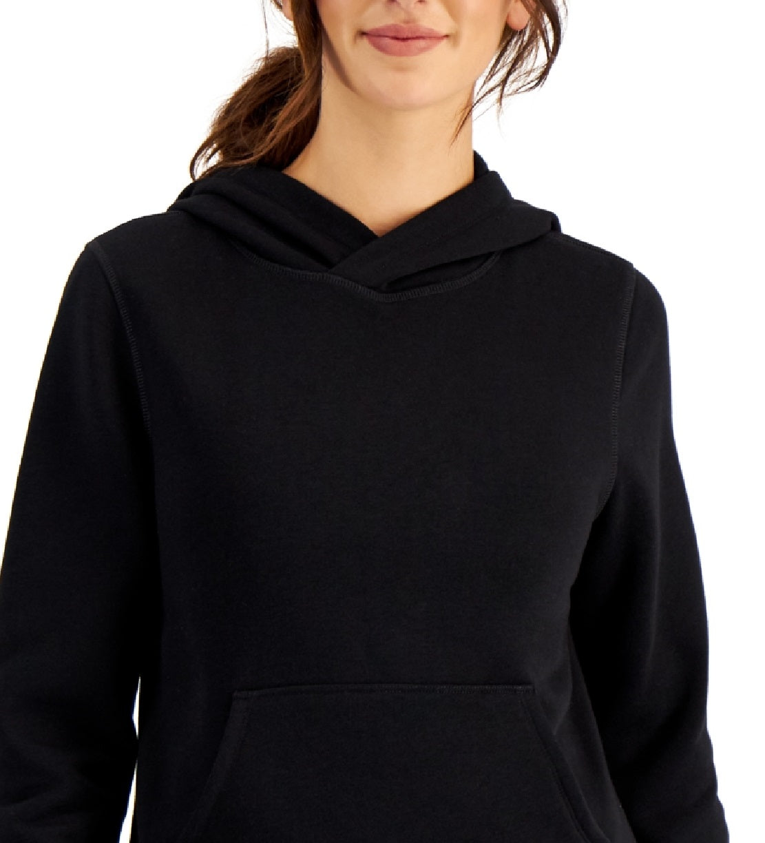 ID Ideology Moletom com capuz feminino de lã, preto, tamanho extragrande