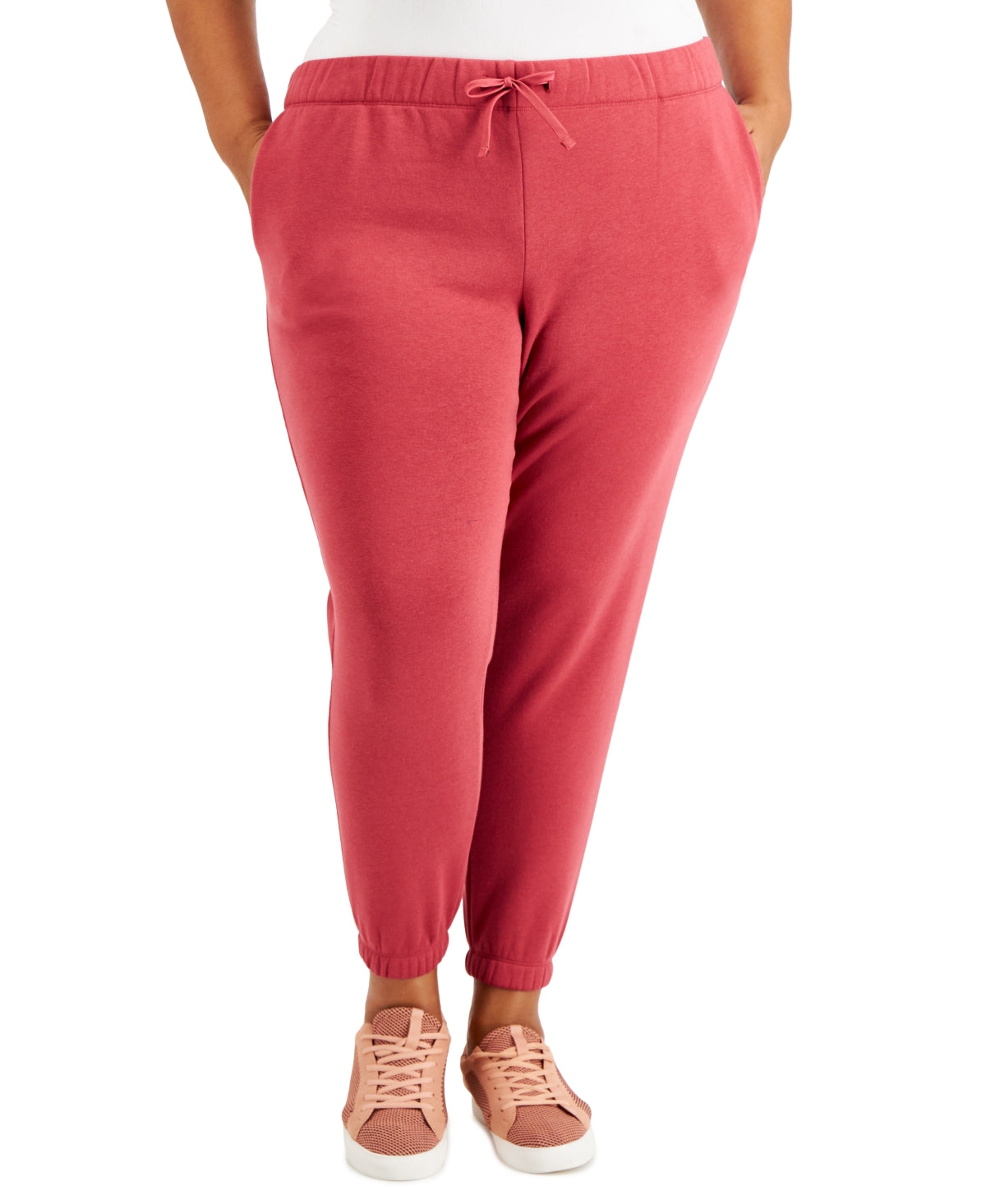 Calça jogger feminina Ideology Plus, vermelha, tamanho 4X