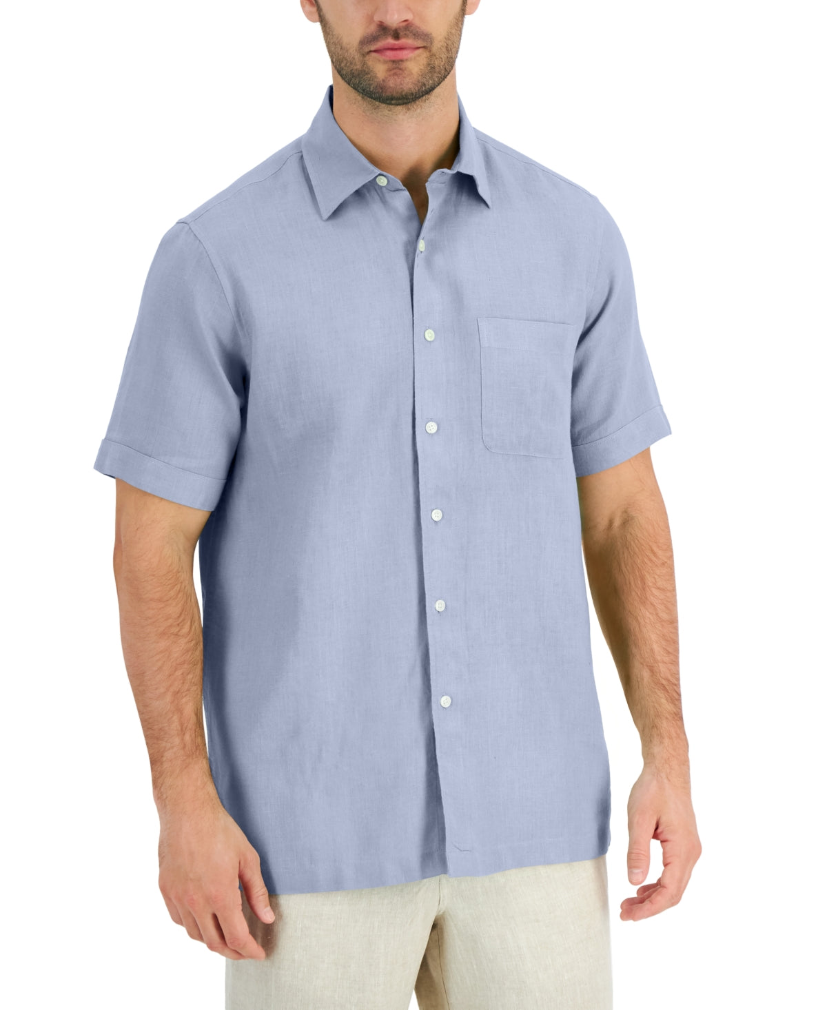 Camisa de linho masculina Club Room azul tamanho X-Large