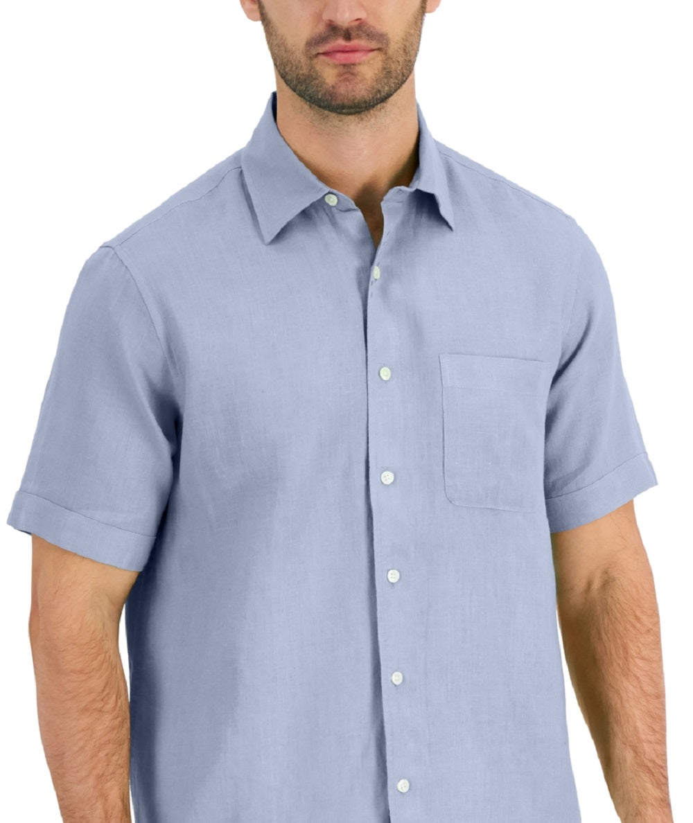 Camisa de linho masculina Club Room azul tamanho X-Large