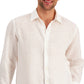 Camisa masculina 100% linho Club Room, branca, tamanho grande