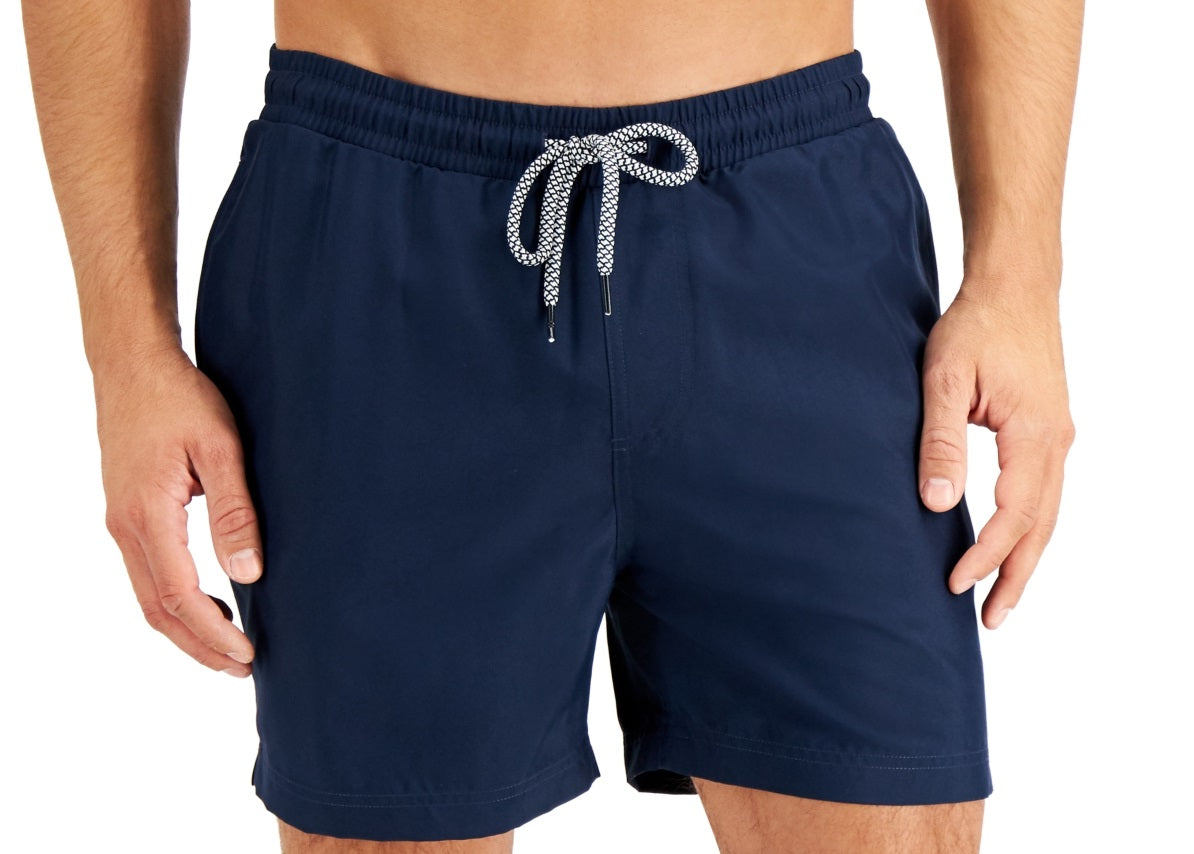 Calção de banho masculino INC International Concepts, ajuste regular, secagem rápida, azul, tamanho grande
