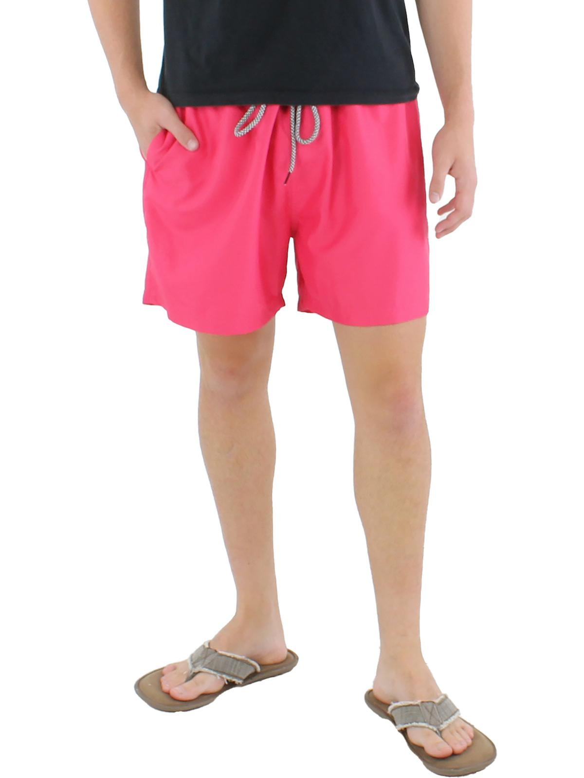 INC International Concepts Calção de banho masculino regular fit secagem rápida cor sólida 5 rosa tamanho GG
