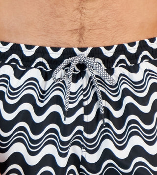 Calções de banho masculinos com estampa de ondas INC International Concepts, pretos, tamanho grande