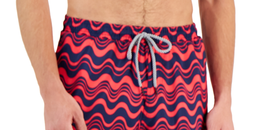 Calções de banho masculinos com estampa de ondas INC International Concepts, azul, tamanho XX-G