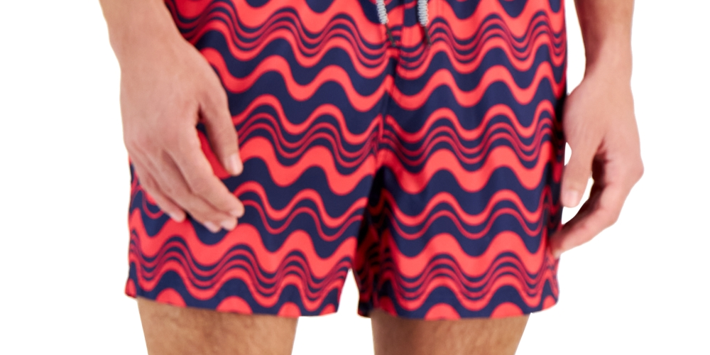 Calções de banho masculinos com estampa de ondas INC International Concepts, azul, tamanho XX-G