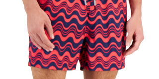 Calções de banho masculinos com estampa de ondas INC International Concepts, azul, tamanho XX-G