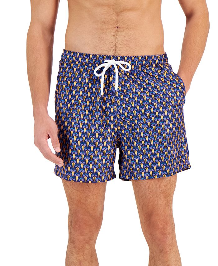 Calções de banho masculinos com estampa geométrica Bicho da INC International Concepts, azul, tamanho médio