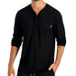 Camisa Henley Alfani Masculina com Zíper de 1/4, Preta, Tamanho X-G
