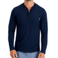 Camisa Henley Alfani Masculina com Zíper de 1/4 Azul Tamanho Médio