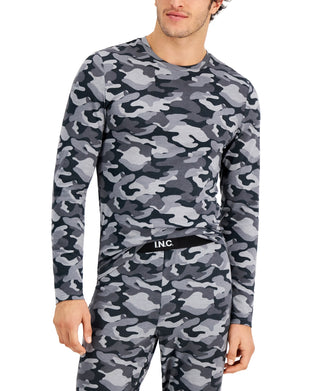 Pijama masculino com estampa camuflada da INC International Concepts, cinza, tamanho pequeno