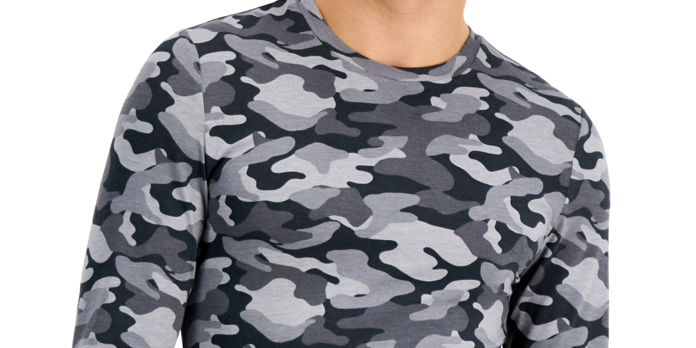 Pijama masculino com estampa camuflada da INC International Concepts, cinza, tamanho pequeno