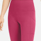 Id Ideology Leggings curtas de compressão femininas, cintura alta, bolso lateral, rosa, tamanho GG