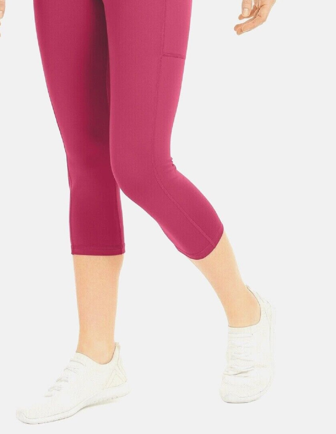 Id Ideology Leggings curtas de compressão femininas, cintura alta, bolso lateral, rosa, tamanho GG