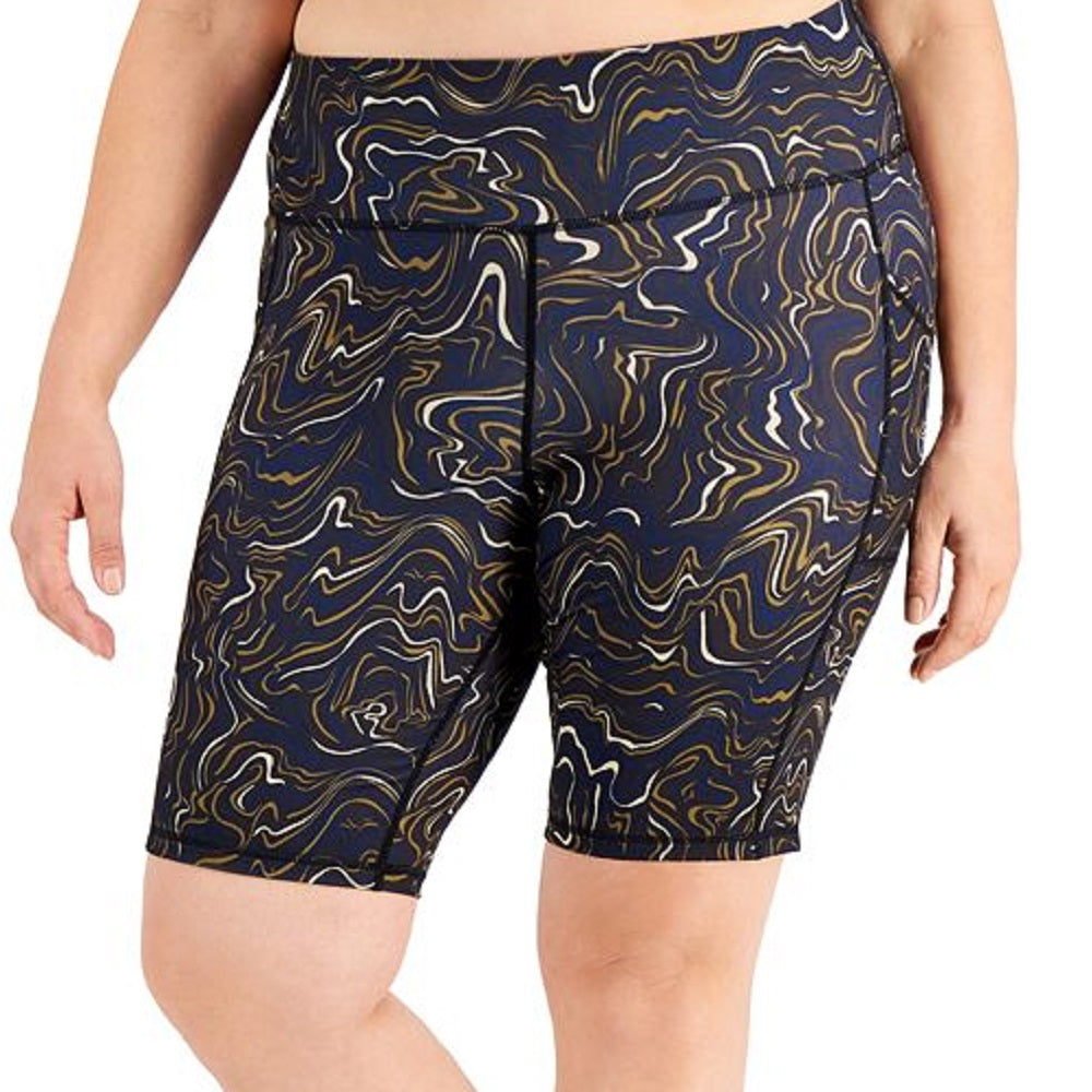 Shorts de ciclismo Ideology Plus Marble Movement feminino, preto, tamanho 1X