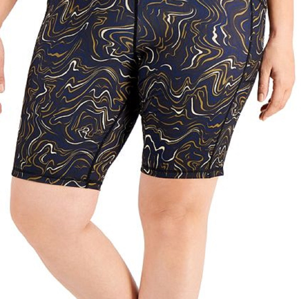 Shorts de ciclismo Ideology Plus Marble Movement feminino, preto, tamanho 1X